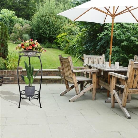 Plant Stand Indoor,2 Tier 27.1'' Outdoor Plant Stands Tall,Heavy Duty Metal - Picture 5 of 7